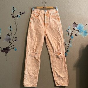 Zgy Denim hi Dad high rise straight acid wash ripped denim 27